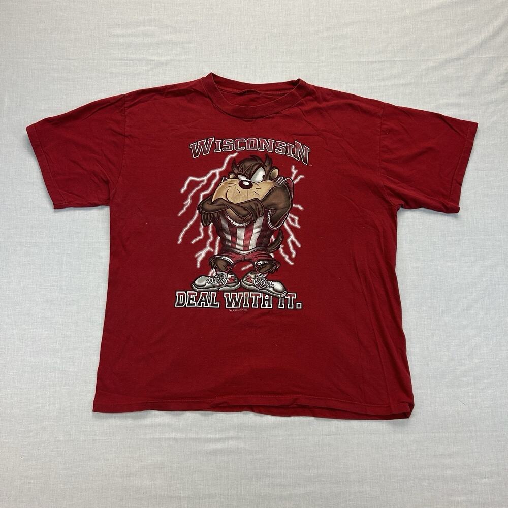 Vintage Warner Bros “Tazmanian Devil” University Of Wisconsin Shirt Mens 2XL UWM